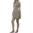 thumbnail image 4 of INSPIRE CHIC Leopard Print Dress for Women's Summer Crew Neck Short Sleeve Casual Knee Length A Line Dresses XS Brown, 4 of 6