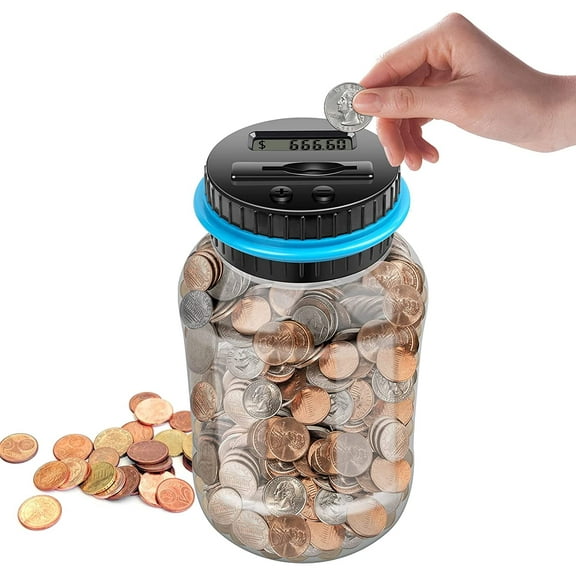 Digital Piggy Banks for Adults,Transparent Coin Bank,Automatic Counting Money Bank with LCD,1.8L Large Coin Counter
