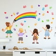 thumbnail image 1 of 2 pegatinas de pared de arco iris, pegatinas de pared para niños, citas inspiradoras, manos pequeñas cambian el mundo, sala de juegos, escuela, aula, guardería, preescolar, 1 of 5