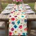 thumbnail image 4 of Colorful Flowers Table Runner 70 Inches, Spring Watercolor Floral Plant Beige Bed Runner Dresser Scarves Tabletop for Indoor Outdoor Parties/Ceremony/Banquet, 13" x 70", 4 of 9