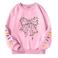 thumbnail image 6 of Oiyii Toddler Girl's Christmas Bow Graphic Sweatshirt Long Sleeve Crew Neck Sweatshirts Holiday Pullover Top,Pink, 6 of 6