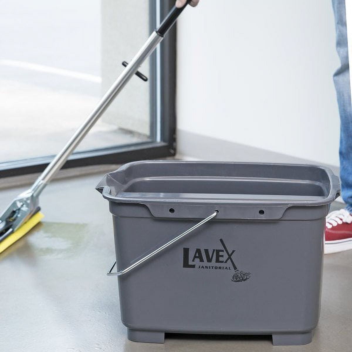 Lavex 19.5 Qt. Gray Divided Plastic Bucket / Caddy