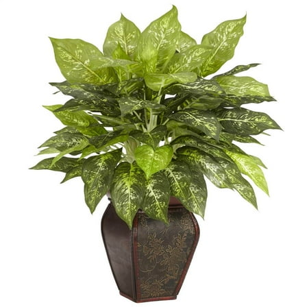 Nearly Natural Dieffenbachia with Decorative Vase Silk Plant Green
