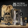 thumbnail image 3 of Viking Culture Ox Horn Mug, Shot Glass, and Bottle Opener (3 Pc. Set) 16-oz Vintage Stein with Handle | Polished Finish | Diagonal Stripes, 3 of 3