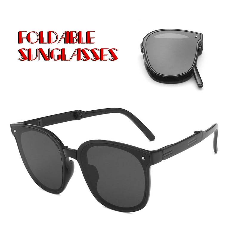 wofedyo Sunglasses Men Trendy Sunglasses for Women Man Polarized Foldable  Round Chic Retro Sun GlassesBlack 
