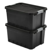 Sterilite 19 Gallon Stacker Tote, Durable Plastic Bin with Latch Lid, Black