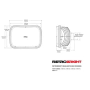 Holley RetroBright LFRB190, Individual LED 5 x 7 Inch Rectangle Light Housing Only, Clear Lens, Bulb Sold Separately