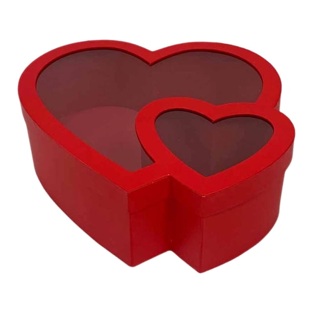 segolike Heart Shaped Flower Box Transparent for Valentines Day Flowers Packaging Mom Red