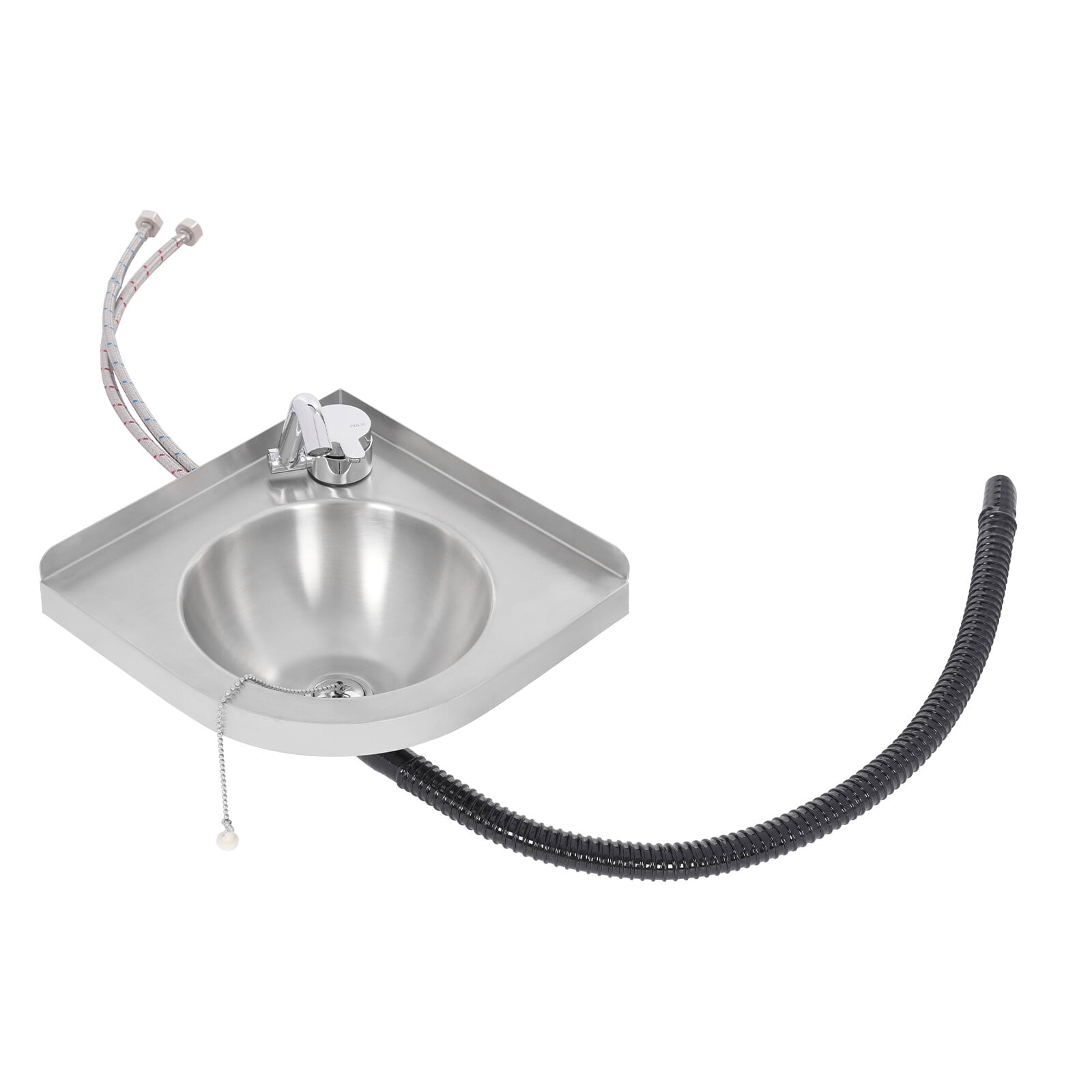 ToppiJoy Stainless Steel Single Bowl Sink, Triangle Wash Basin Thick Small Sink Corner for Kitchen Bathroom Lavatory (Silver)