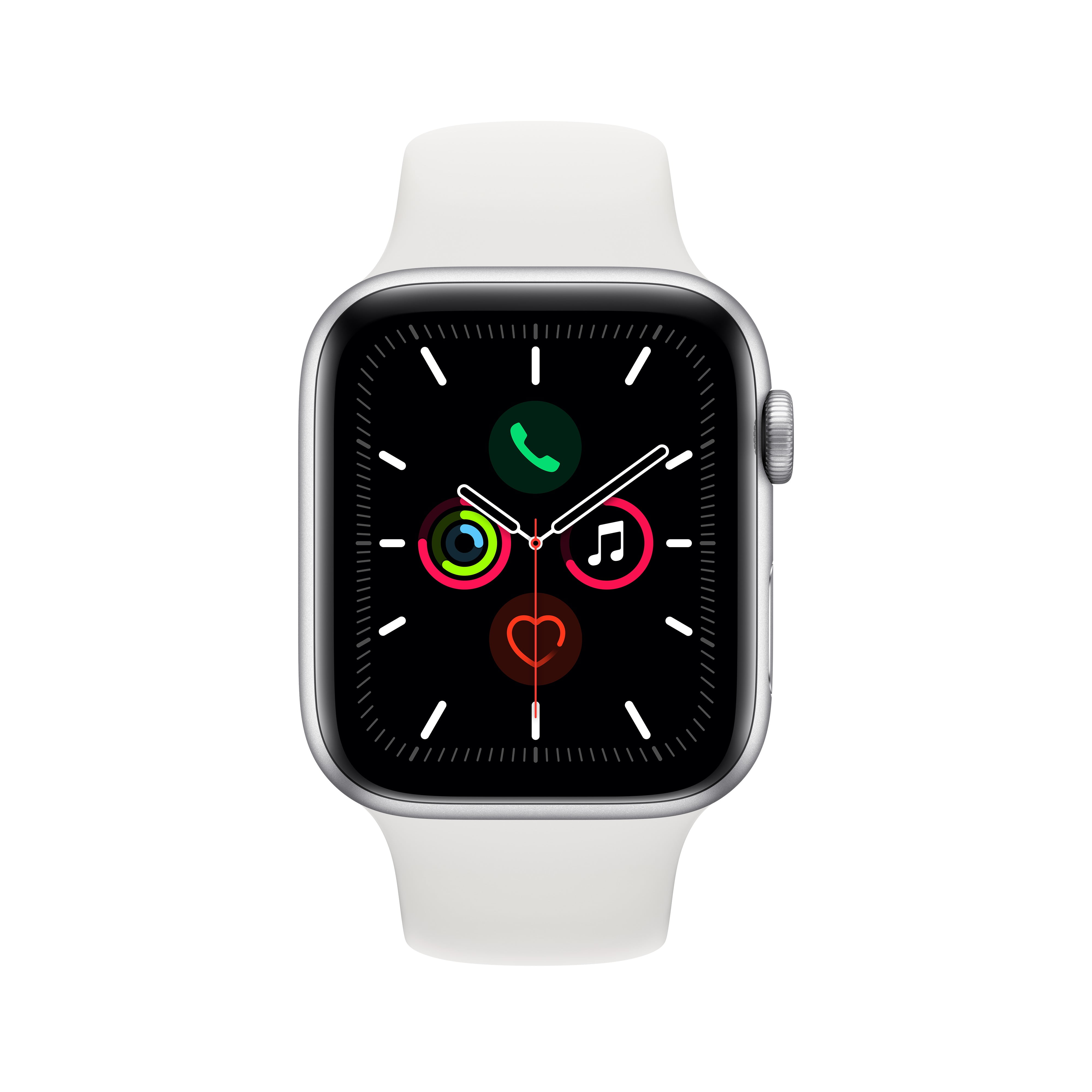 Apple Series 5 + Cellular, 44mm Silver Aluminum Case with White Sport Band - Walmart.com