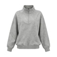 thumbnail image 5 of Women Sweatshirt Sevevn Quarter Zip Stand Collar Oversized Fit Soft Fleece Fabric Drop Shoulder Long Sleeve Pullover Top For Daily Casual Lounging Outdoor Wear, 5 of 8