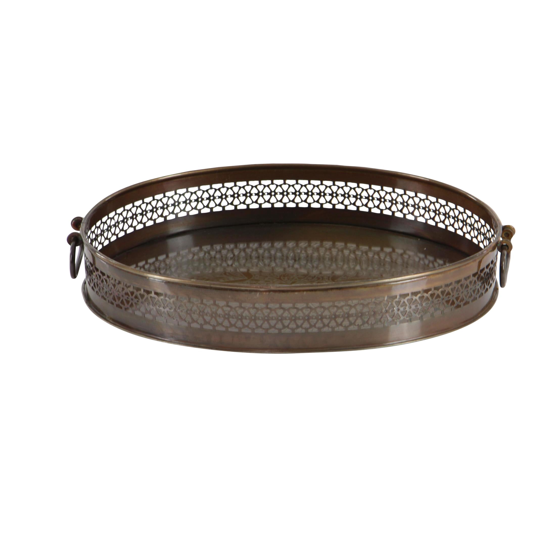 DecMode 17", 14"W Brown Metal Floral Tray, 2-Pieces