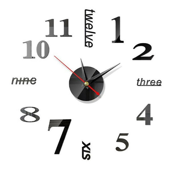 Diy arte del reloj de pared número pegatinas de pared reflectantes relojes decoración moderna del hogar