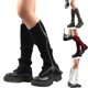 thumbnail image 3 of Calentadores de pierna de punto acanalados Punk gótico para mujer, calcetines de bota de Color sólido con cremallera lateral Harajuku, cubierta de pie hasta la rodilla para estudia, 3 of 5