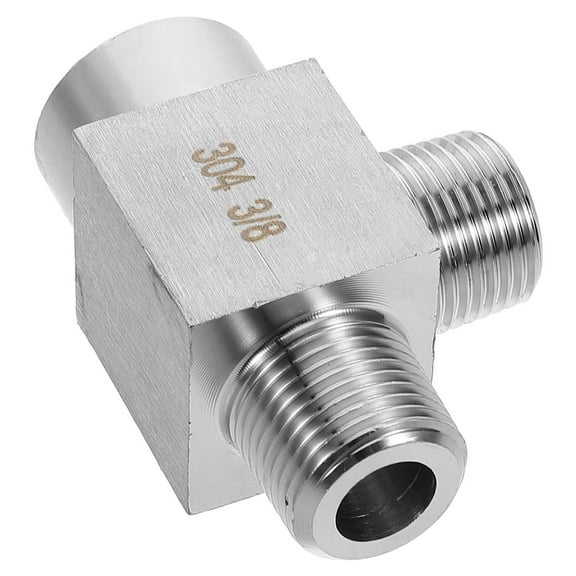 Masteelf Threaded Stainless Steel Tee Pipe Fittings 3 Way Connectors for Shelf Bracket DIY Plumbing Pipe Furniture Supplies 3/8" NPT