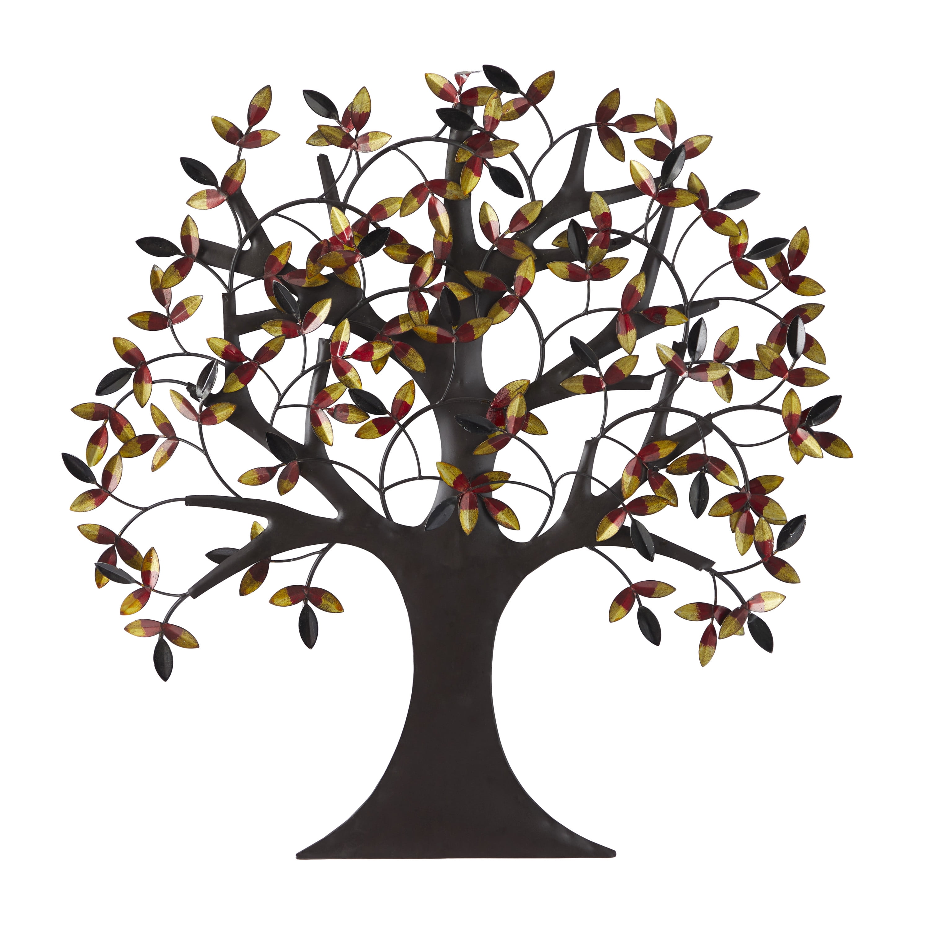 DecMode Brown Metal Indoor Outdoor Tree Wall Decor with Leaves ...