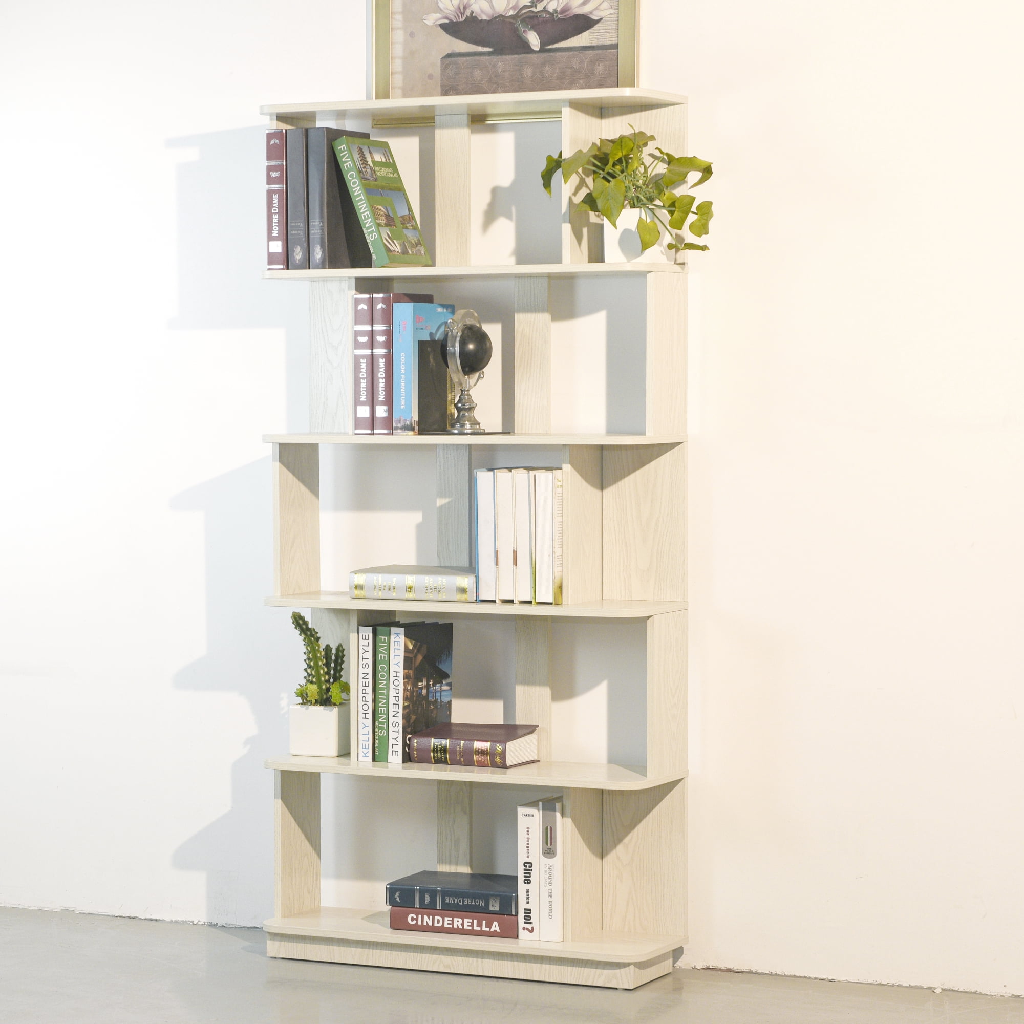 Leumius 5 Tier Open Storage Bookcase,Free Combination Bookshelf,Wood Display Shelving for Living Room Home Office Bedroom Decor Organizer,31.5" L x 64.56" H,White