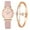 Pink, variant on Womens Ladies Casual Watch, Round Shaped Dial Leather Strap Crystal Bracelets Set Analog Quartz Dress Stainless Steel Wrist Watch, Anniversary Birthday Gifts for Her