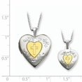 thumbnail image 4 of 925 Sterling Silver Rhodium Plated Gold-Plated Heart Shaped Locket and Pendant Set, 4 of 4