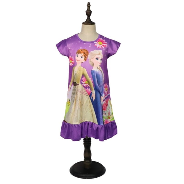 2023 vestido de princesa Disney niña verano manga corta ropa para niños pijamas para niños cumpleaños disfraz Casual Frozen 2 Anna Elsa3T Gao Jinjia LED