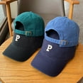 thumbnail image 2 of Men and Woman's Baseball Caps Adjustable Casual Embroidered Letter P Cotton Sun Hats Unisex Solid Color Visor Hats Classic Baseball Dad Hat Embroidered Initial Letter Low Profile Hat Cap, 2 of 7