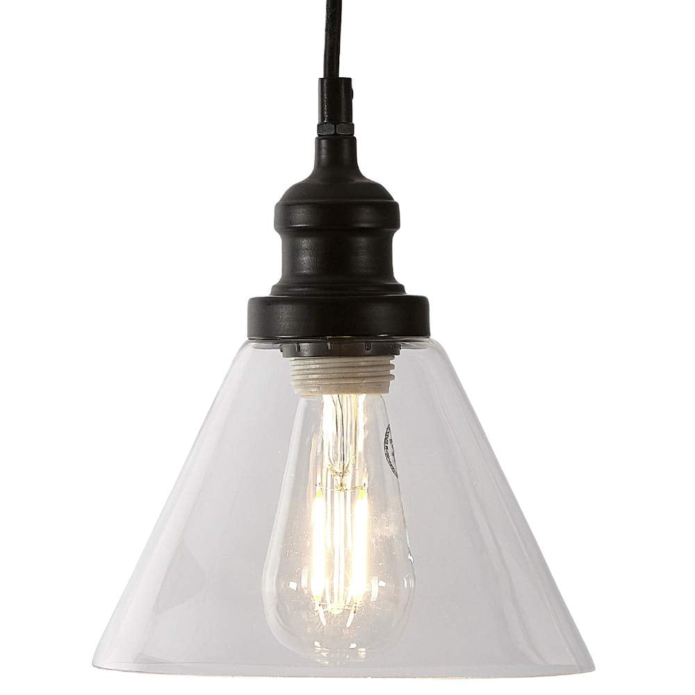 Hamilton Hills Clear Angled Glass Black Pendant Hanging Light Fixture