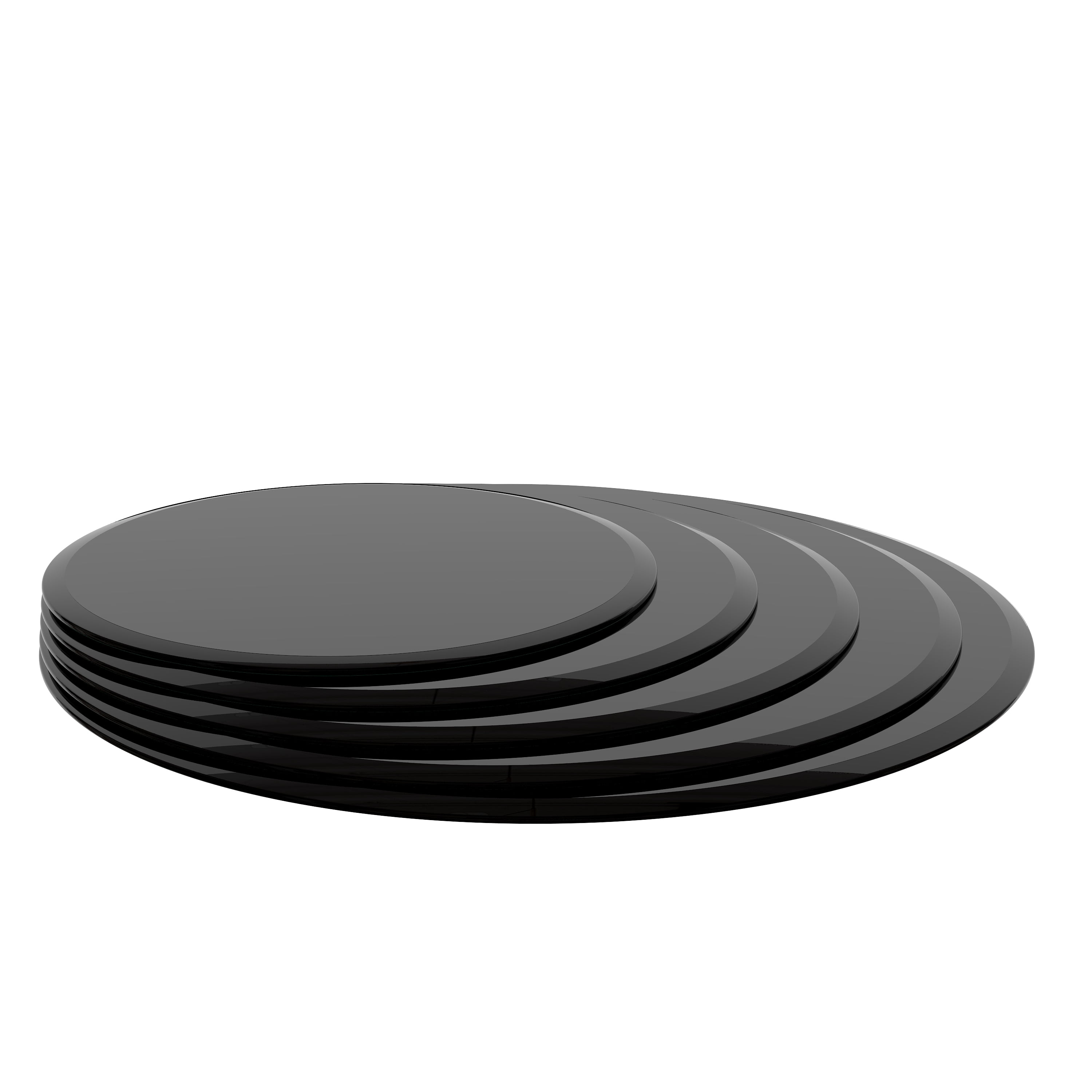 MAYEERTY 36" Round Tempered Glass Table Top, 1/2" Thick Beveled Polished Edge, Black