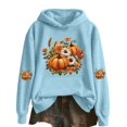 thumbnail image 4 of Halloween Hoodie Pumpkin Season Themed Printed Hooded Sweatshirts Women Fall Pullover Tops (A1-Light Blue M), 4 of 4