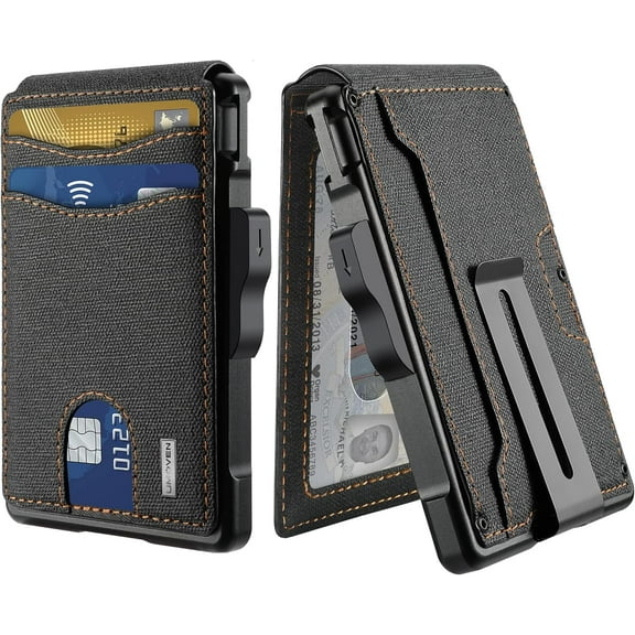 Wallet for Men - with Money Clip Slim Leather Slots Credit Card Holder RFID Blocking Bifold Minimalist Wallet (denim)