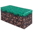 thumbnail image 6 of Minecraft: Bench Storage Box - Large - Pixel Grass Block, Collapsible Toy Storage w/ Lid, Footrest, 11.8 x 23.6 x 11.8", Game Theme Decor, Licensed, 6 of 6