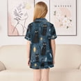 thumbnail image 4 of Silky Satin Kids' Pajama Set Breathable & Smooth Unisex Button-Down Pajamas Black Cats and Mystical Symbols, 4 of 8