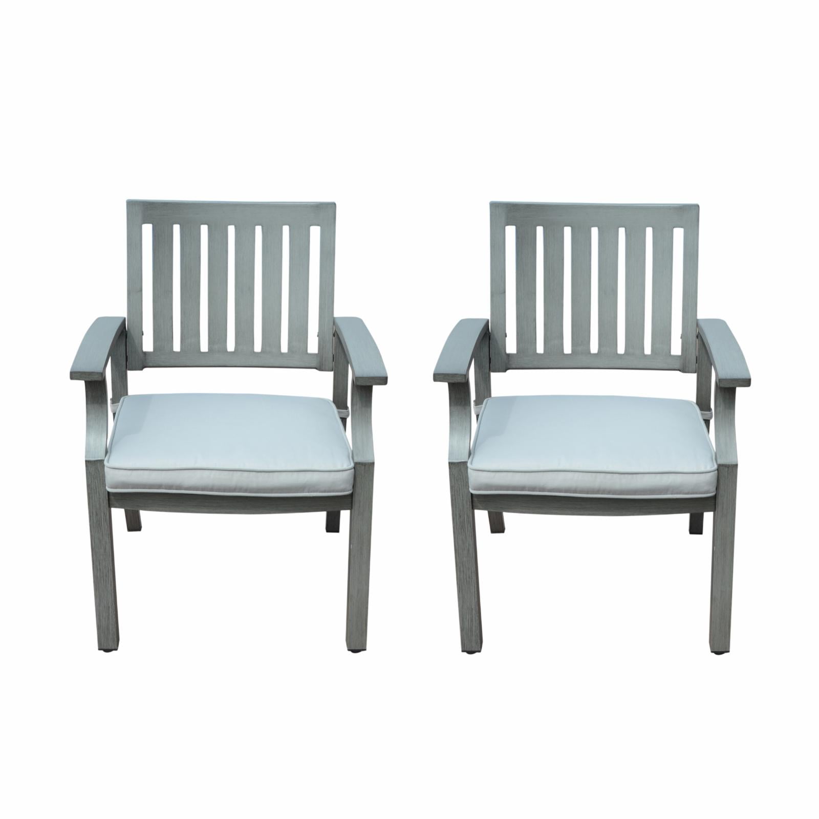 Samirah Outdoor Aluminum Dining Chairs With Cushion Set of 2