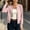 Pink, variant on Hueook Corduroy Jacket Women Crop Crew Neck Ribbed Raglan Sleeve Zip-Up Jacket Casual Yellow XL