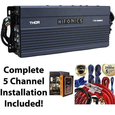 5 Channel Car Amplifier 600W - 4 Channel + Mono Sub Output, MOSFET Power Supply, Waterproof IP66, High & Low Level Inputs