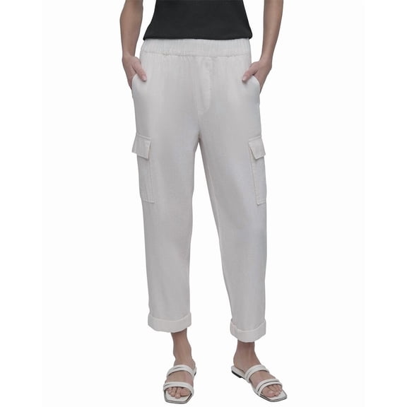DKNY womens Midrise Relaxed Cargo Pant With Elasticated Waistband, l, White