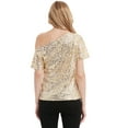 thumbnail image 2 of Womens Off-shoulder Sexy Blouses Loose Shirt Tops Glistening Sequin Tank Top Blouse, 2 of 6
