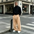 thumbnail image 2 of Men's Baggy Sweatpants Wide Leg Drawstring Elastic Waist Loose Fit Solid Color Casual Lounge Pants with Pockets, 2 of 9