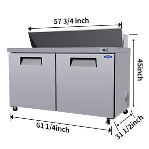Camellia River 60" Prep Table Refrigerator for Pizza & Sandwich Preparation