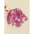 thumbnail image 3 of Franhais Infant One Piece Swimsuit, Girls Floral Print Round Neck Long Sleeve Ruffle Swimwear, 3 of 8