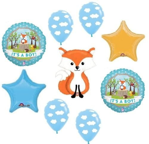 Fox Woodland Animals It's a BOY Welcome Baby Shower (9) Party Mylar ...