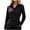Black, variant on ClodeEU Women Collared Long Sleeve Wrap Cross Waist Slim Blouse,Casual Office Blouse Black,Women's Plus L