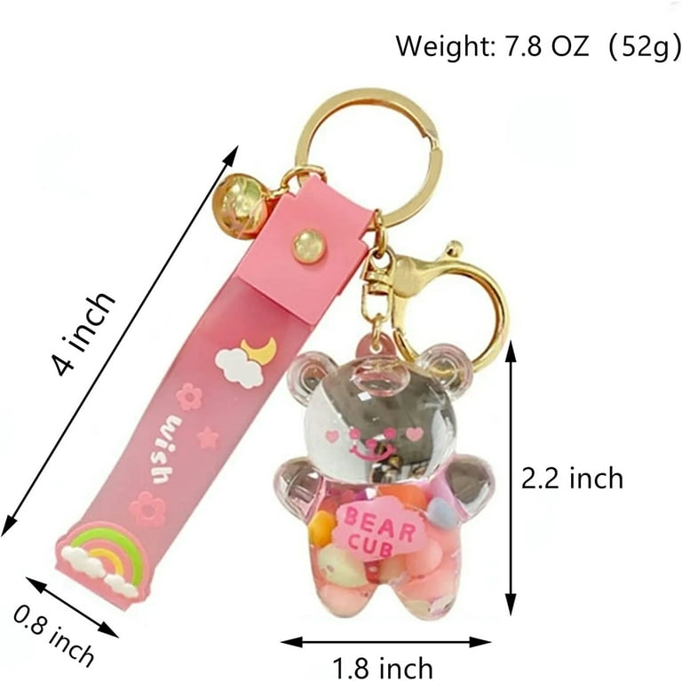 Keychain Bear Liquid Floating Sand Cute Keychain Bag Charm Wrist Band  Bracelet Keyring Women Girl
