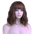 thumbnail image 4 of BERON Chocolate Brown Wig Short Curly Wavy Bob Wig With Bangs for Women Natural Looking Synthetic Heat Resistant Fiber Wig for Daily Party Use, 4 of 5
