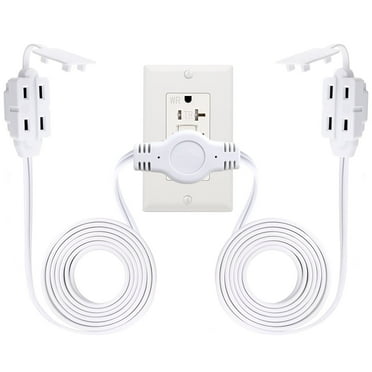 12 Feet Twin Extension Cord Power Strip, 6 Feet on Each Side, Flat Head Outlet Plug,6 Polarized Outlets with Safety Cover, Double Extension Cord Splitter for Indoor Use, ETL Listed