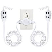 12 Feet Twin Extension Cord Power Strip, 6 Feet on Each Side, Flat Head Outlet Plug,6 Polarized Outlets with Safety Cover, Double Extension Cord Splitter for Indoor Use, ETL Listed