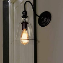Warehouse of Tiffany Tamrion Black Metal 1-light Wall Sconce Clear Glass Shade with Edison Bulb