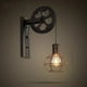 thumbnail image 1 of Lámpara de pared industrial tipo loft con diseño exclusivo de polea industrial, portalámparas E27 de material de hierro fundido para decoración de cocina, restaurante y bar, 1 of 5
