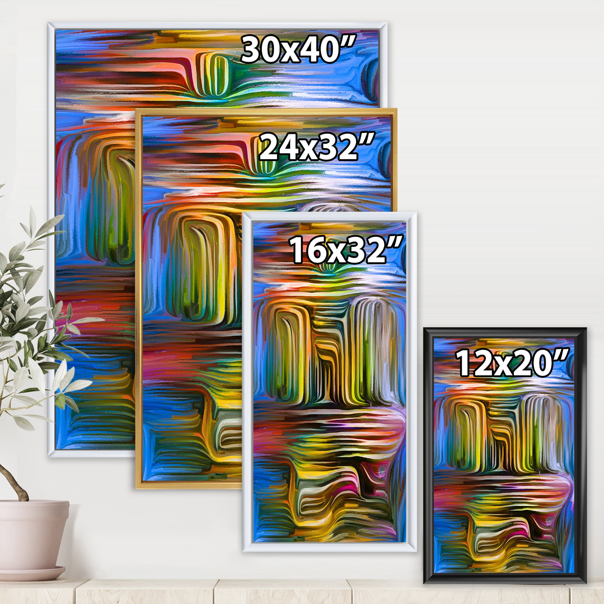 Designart 'Colour Spiral Fusion VIII' Modern Framed Canvas Wall Art Print