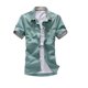 thumbnail image 2 of ICHUANYI Clearance Mens Casual Short Sleeve Solid Cardigan Stand Collar T-Shirt Blouse Tops(Green, XXXL) Ichuanyi Ichuanyi, 2 of 4