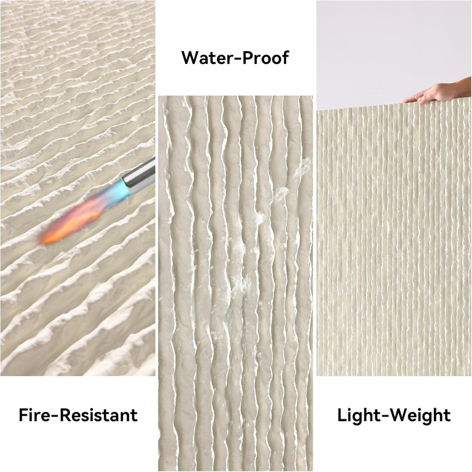 Mirrasia 4PCS 48"x 24" 3D Wall Decor Wall Panels Faux Stone Siding, Ivory White